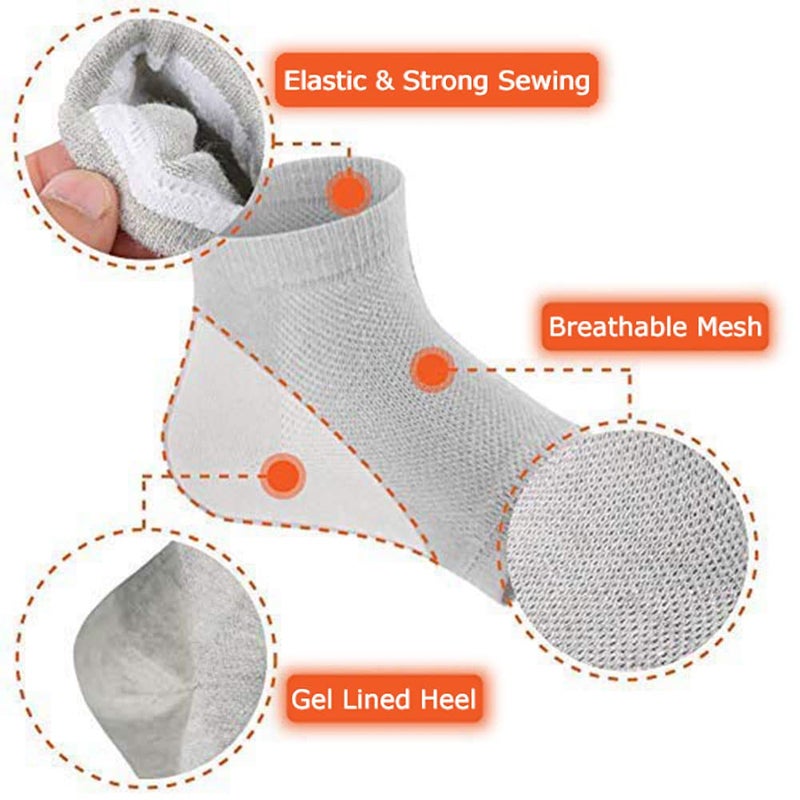 CGBOOM 3 Pairs Moisturizing Gel Heel Socks  Vented Unisex Toeless Spa Sock for Foot Care Treatment  Cracked Heels  Dry Feet  Foot Calluses (Gray  Green  Pink) - Image 3